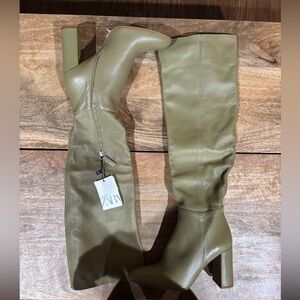 Zara olive 🫒 knee high boots sz 38